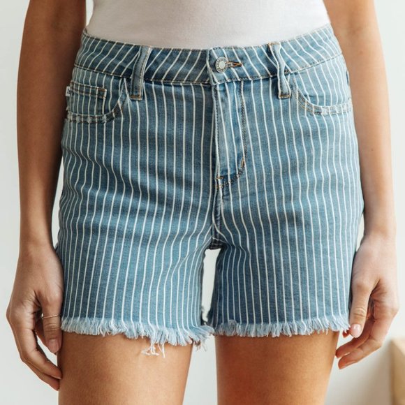 Judy Blue Pants - Judy Blue Striped Denim Shorts